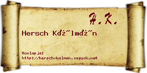 Hersch Kálmán névjegykártya